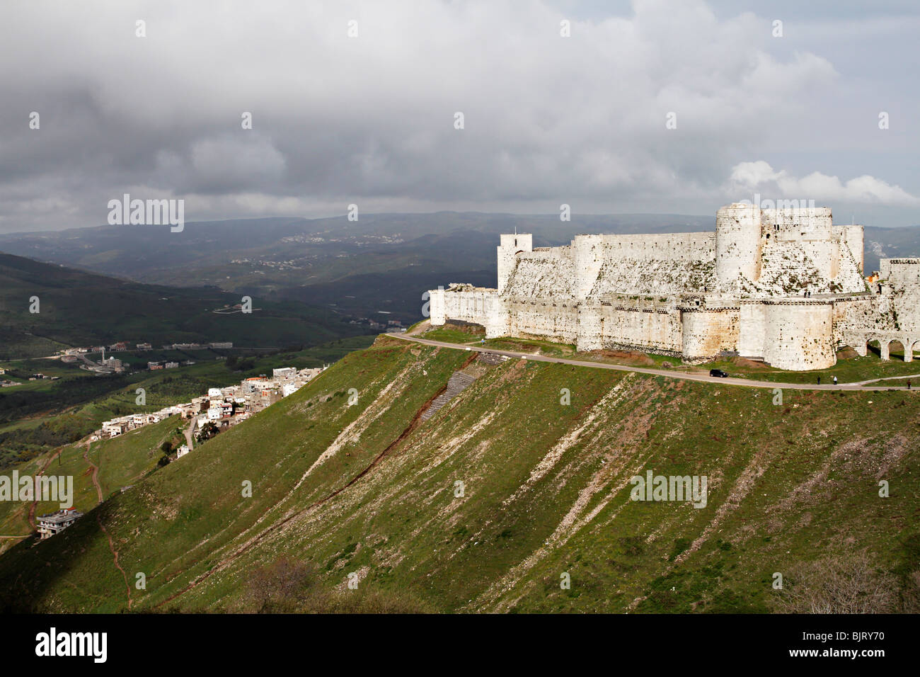 Krac Du Chevalier castle ( Castle of the knights) in Homs Governorate, Syria. Stock Photo