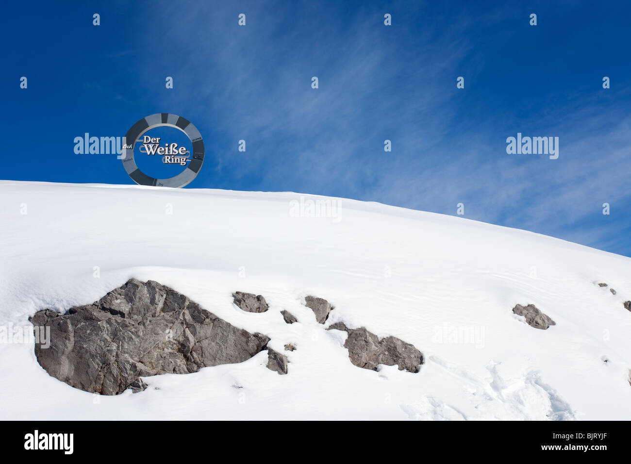 Der Weisse Ring Stubenbach Lech near St Saint Anton am Arlberg in winter snow Austrian Alps Austria Europe Stock Photo