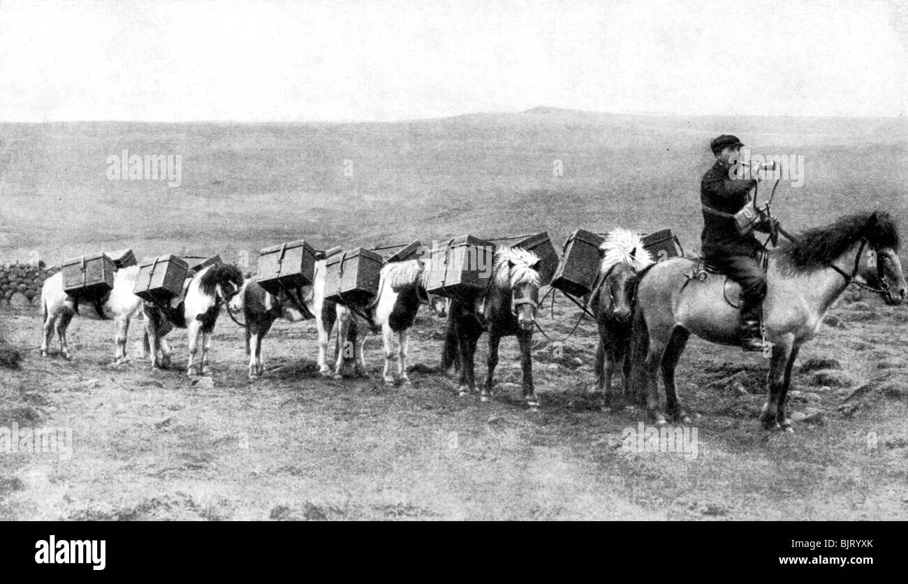 A mail caravan crossing the Icelandic plains, Iceland, 1922. Artist: Unknown Stock Photo