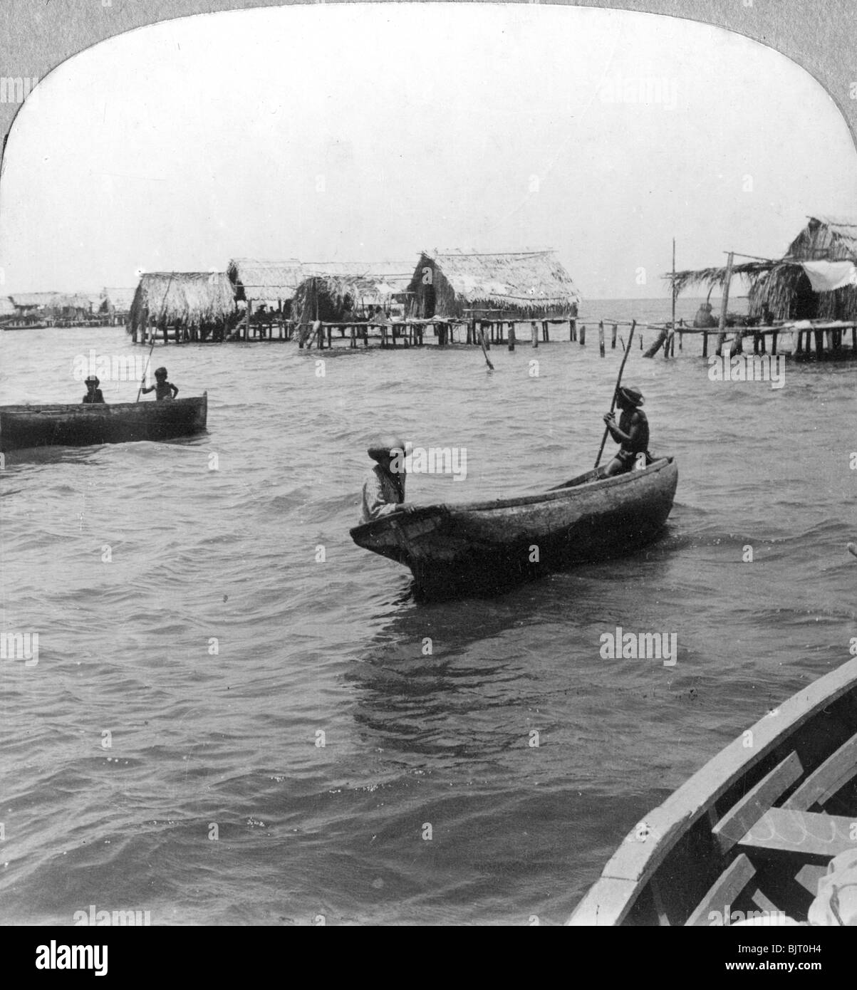 Indians in log canoes, Lake Maracaibo, Venezuela, c1900s. Artist: Unknown Stock Photo