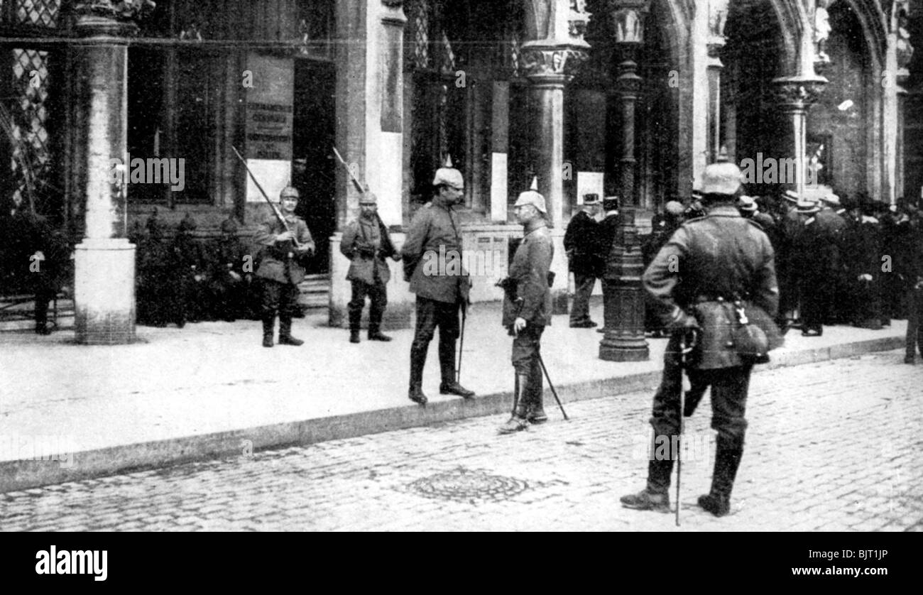 German occupation of Brussels, First World War, 1914. Artist: Unknown Stock Photo