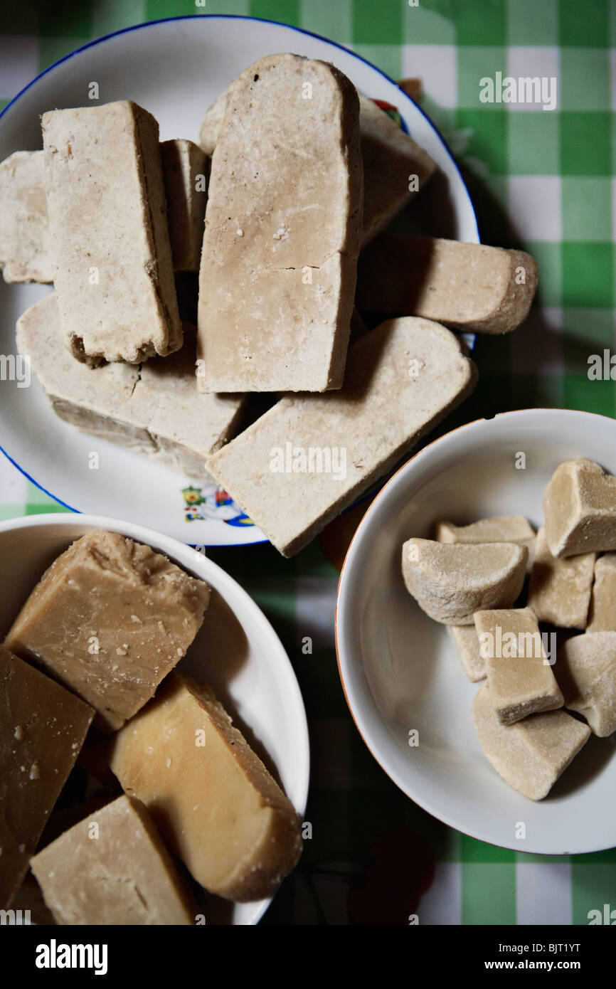 Aruul, traditional Mongolian curd (cheese), is made of goat, horse or camel  milk. Gobi Desert, Mongolia Stock Photo - Alamy