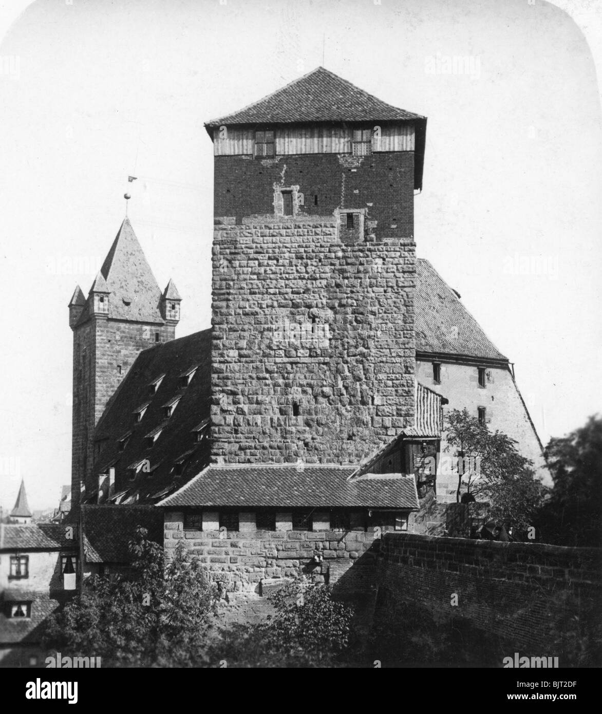 The Quintagonal tower (Funfeckiger Thurm), Kaiserstallung, Nuremberg ...
