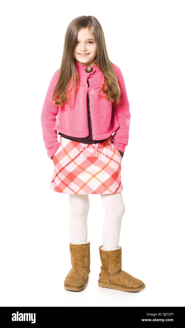 Front view cheerful caucasian girl Cut Out Stock Images & Pictures - Alamy