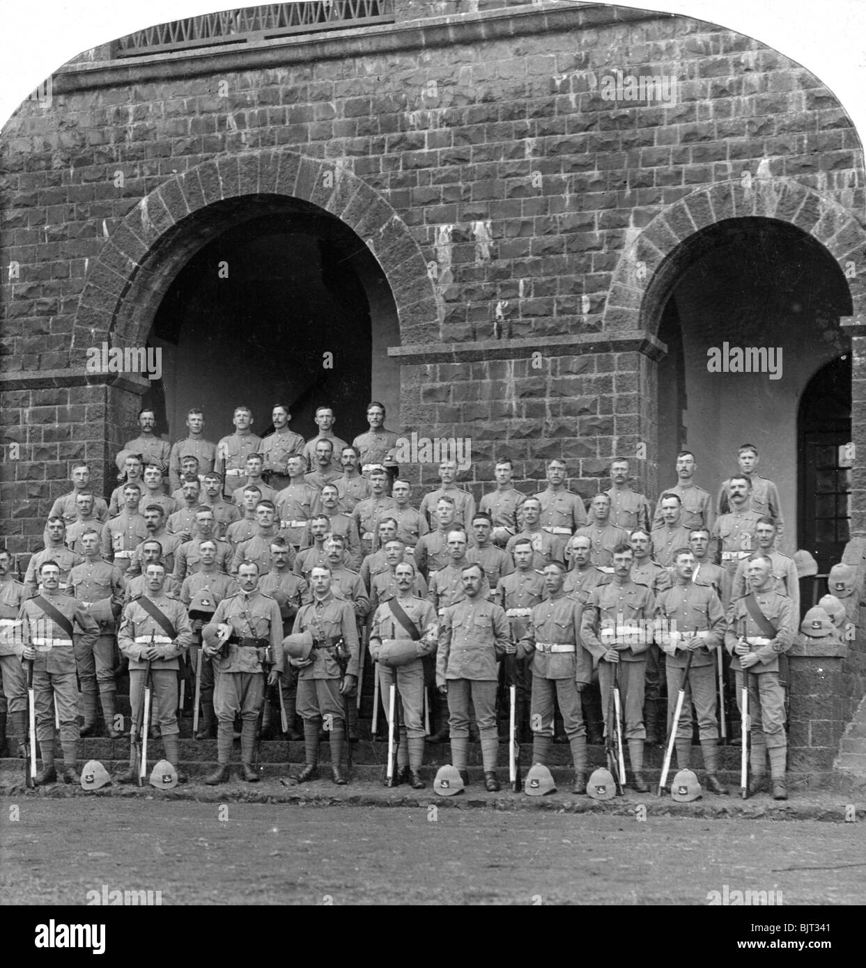 'H' Company, Royal Warwickshire Regiment, Belgaum, India, 1900s.Artist: Underwood & Underwood Stock Photo