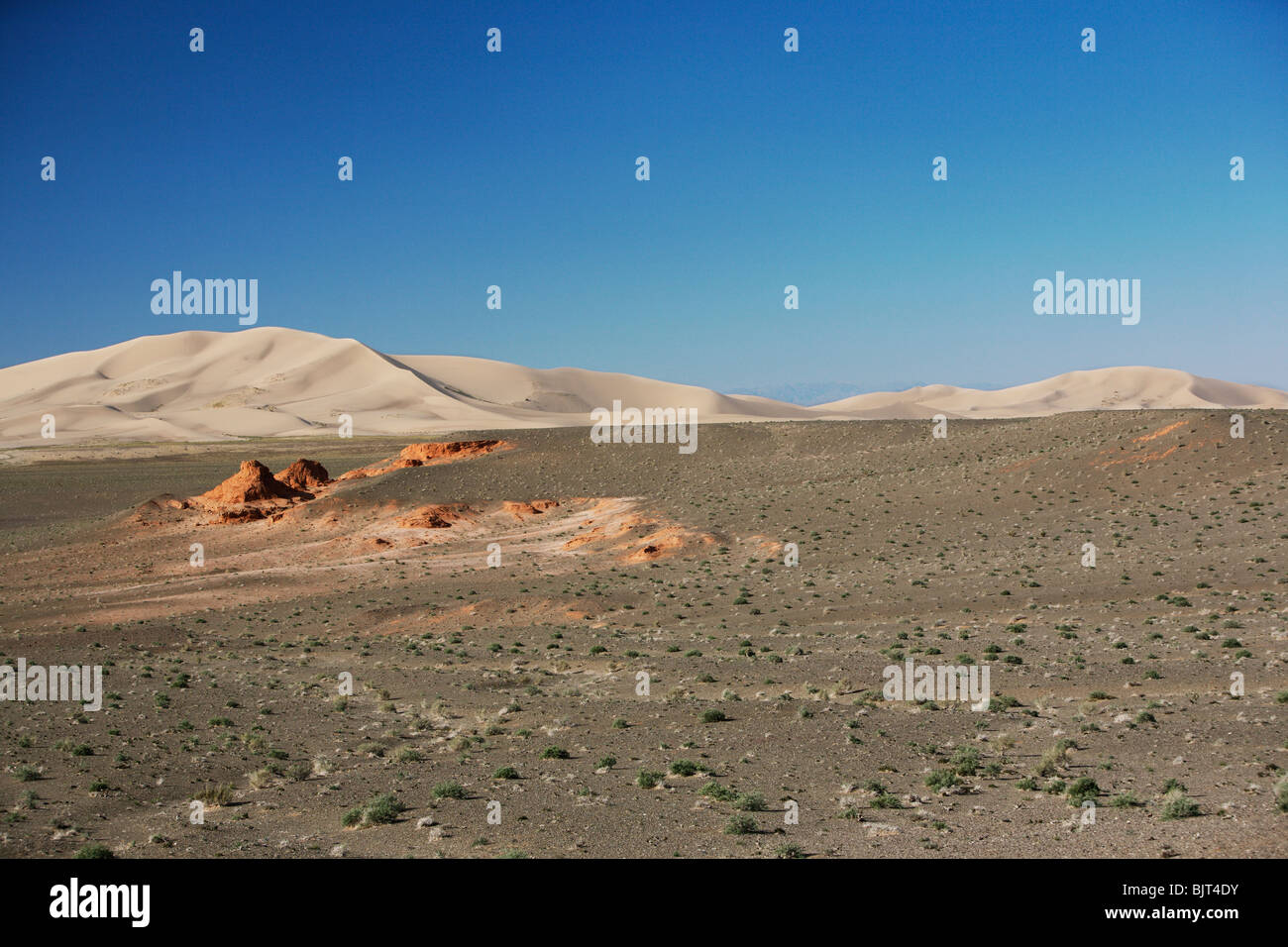 Khongoryn Els (Singing Sands) are the highest sand dunes in Gobi Desert, southern Mongolia. Stock Photo
