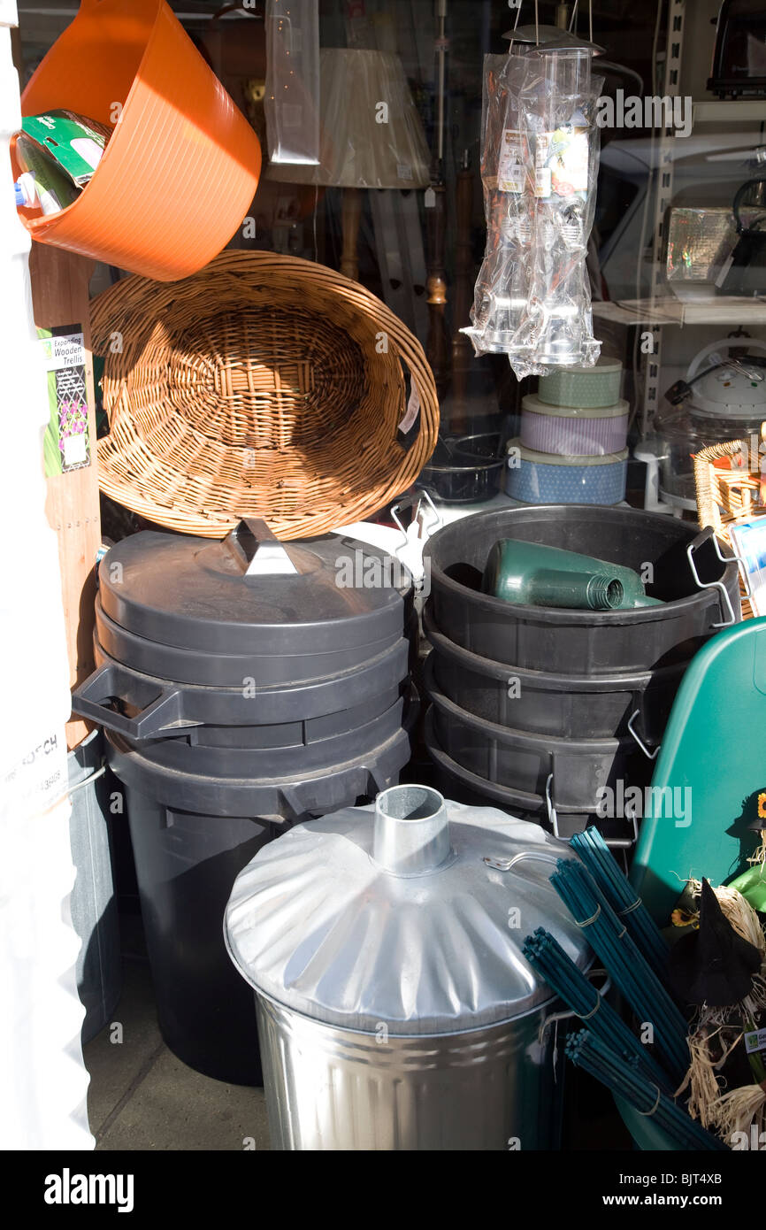Bins and baskets outside hardware shop hires stock photography and