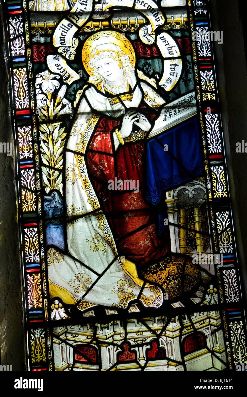 Stained glass Virgin Mary by Charles Eamer Kempe, Church of St Botolph