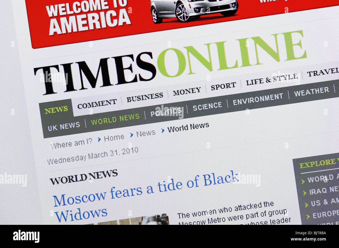 Times Online Website Stock Photo