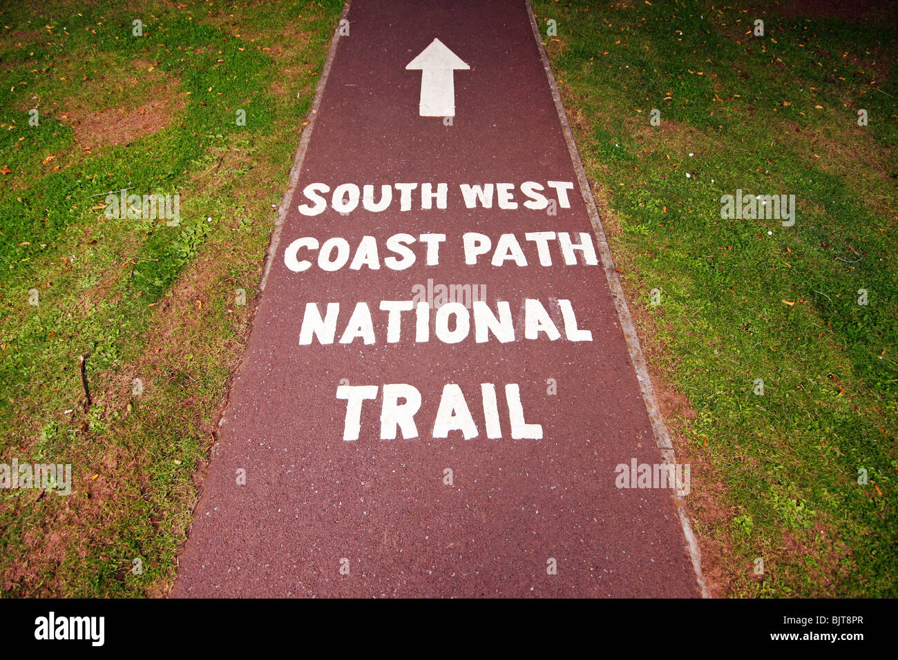 Start of the South West Coast Path National Trail in Minehead, Somerset, England Stock Photo