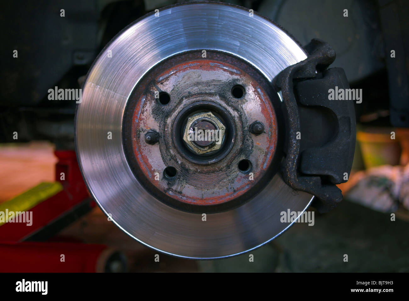 Disc brake on a Fiat Punto Stock Photo