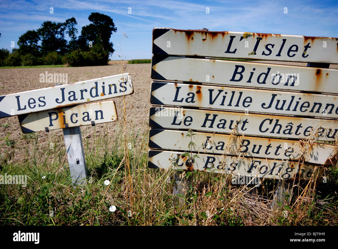 place direction signs in rural Brittany France Stock Photo - Alamy