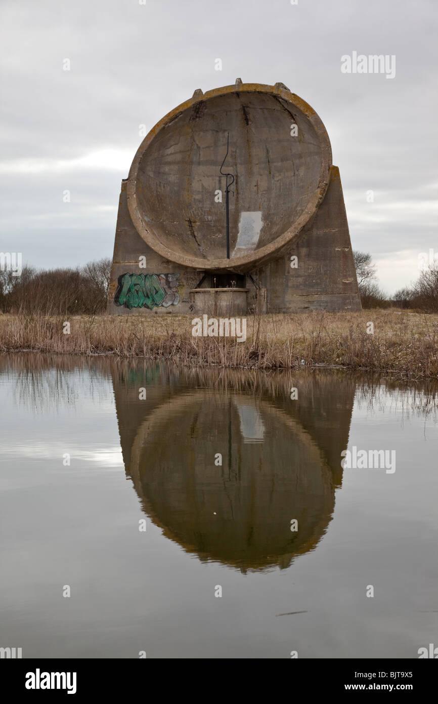 Sound mirrors, Dungeness, Kent. Built 1920s for the early detection of approaching enemy aircraft. Stock Photo