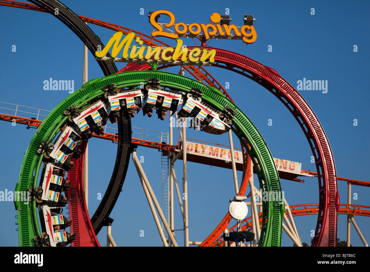 Roller Coaster ride with Looping at Oktoberfest, Munich, Bavaria ...