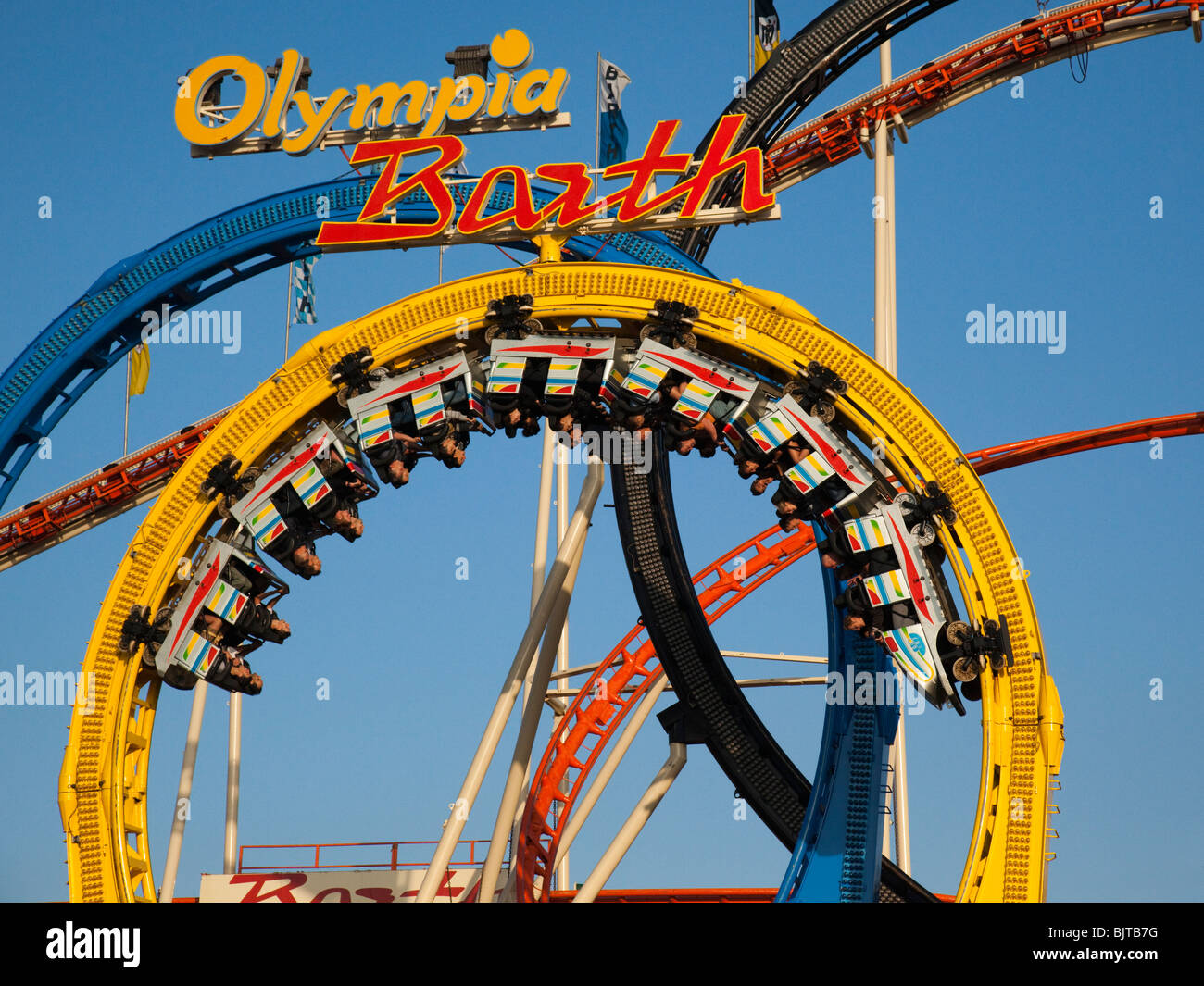 Roller Coaster ride with Looping, Oktoberfest, Munich, Bavaria, Germany, Europe Stock Photo