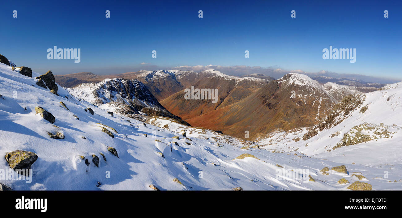 Lingmell, Kirk Fell and Great Gable in winter Stock Photo