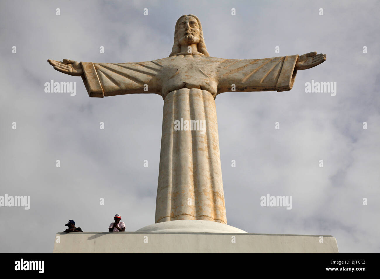 Cristo Rei statue stands above overlooking the city of Lubango Stock