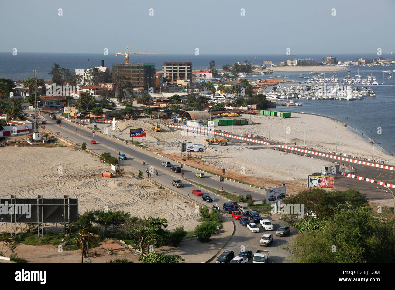 Main road leading up to the The Ilha and Marina. As seen from the Fortaleza de Sao Miguel. Luanda. Angola. Africa Stock Photo
