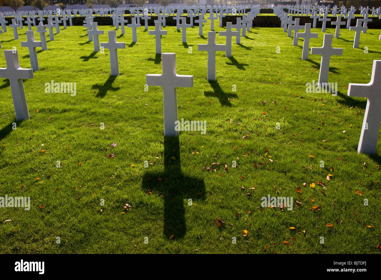 US war cemetery Madingley Cambridge England graves crosses Stock Photo