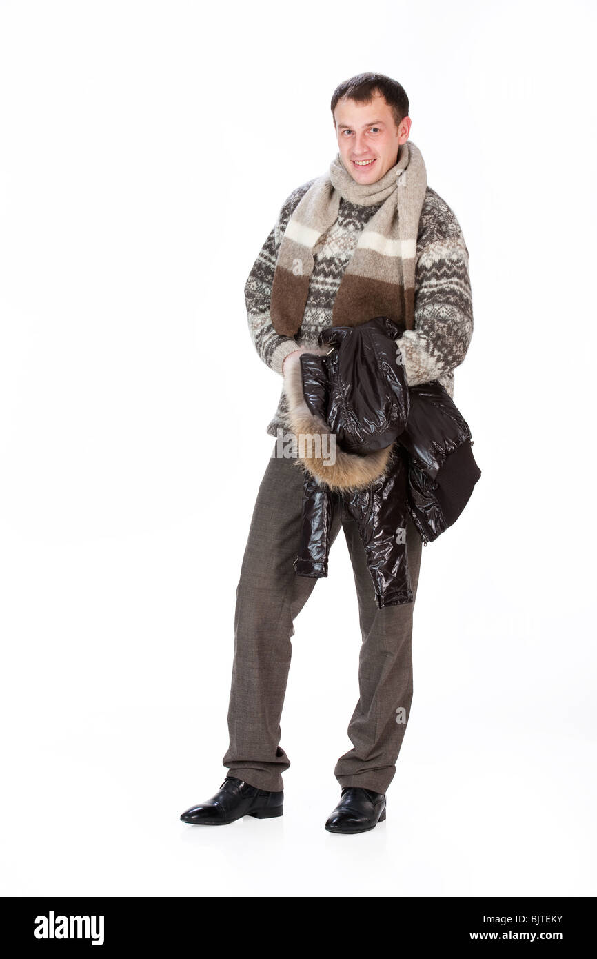Young Man In Warm Clothing Stock Photo