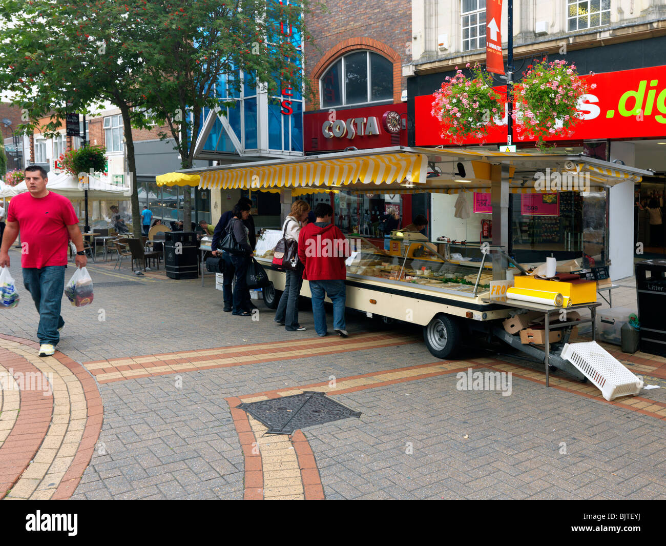 Sutton Surrey England French Market Stall Selling Cheese Stock Photo