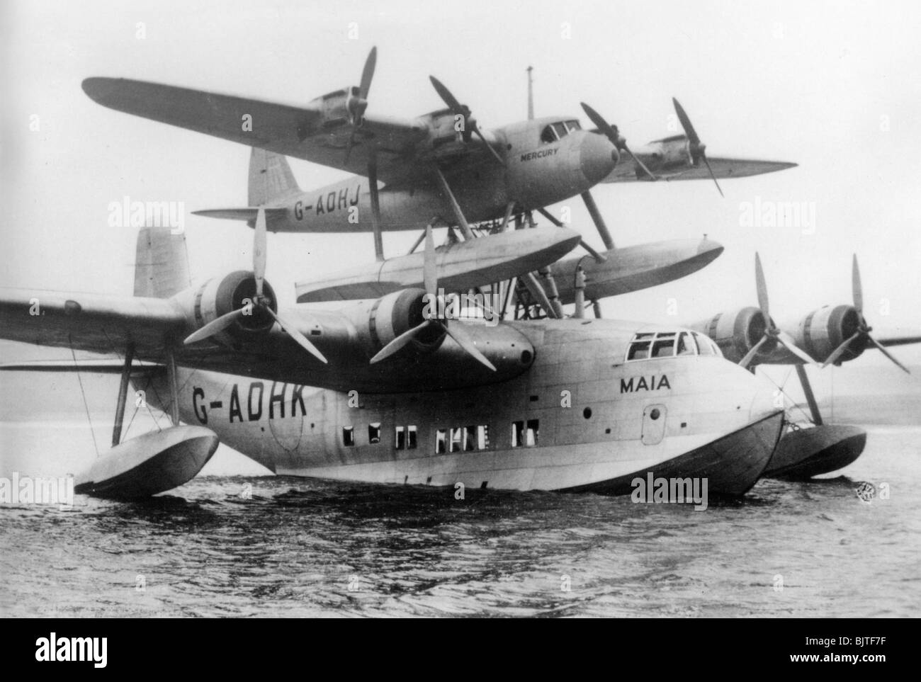Shorts seaplane, Dundee to South Africa, 6 October 1938. Artist: Unknown Stock Photo