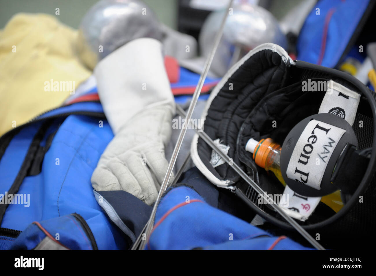 Aspiring members of the UK fencing team take part in a fencing competition, Morden, 28 November 2009. Stock Photo