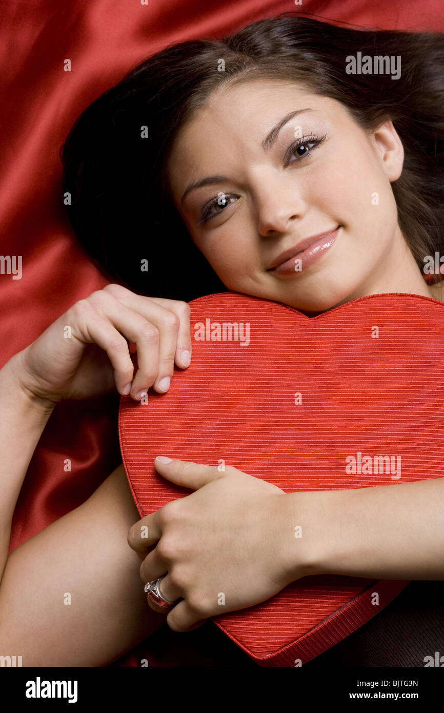 Woman with valentine heart Stock Photo