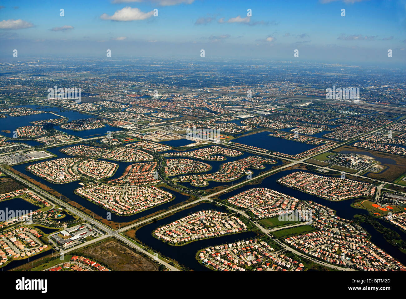 Aerial view of houses on florida east coast Stock Photo