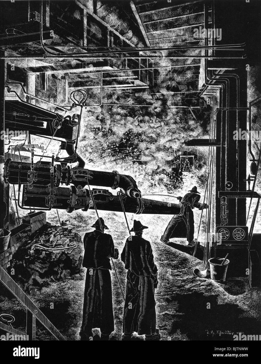 industry, metal industry, blast furnace, 1939, Stock Photo