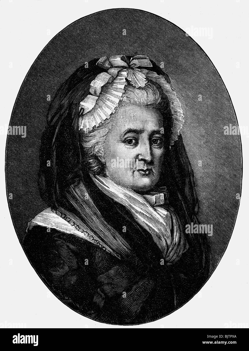 Elisabeth Christine, 8.11.1715 - 13.1.1797, Queen Consort of Prussia 31.5.1740 - 17.8.1786, portrait, as widow, circa 1790, wood engraving, 19th century, , Stock Photo