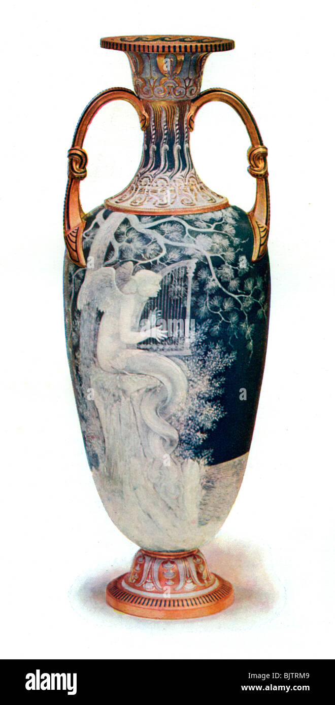 'The Siren', Minton Vase by Marc-Louis-Emmanuel Solon, 1904.Artist: Marc-Louis-Emmanuel Solon Stock Photo
