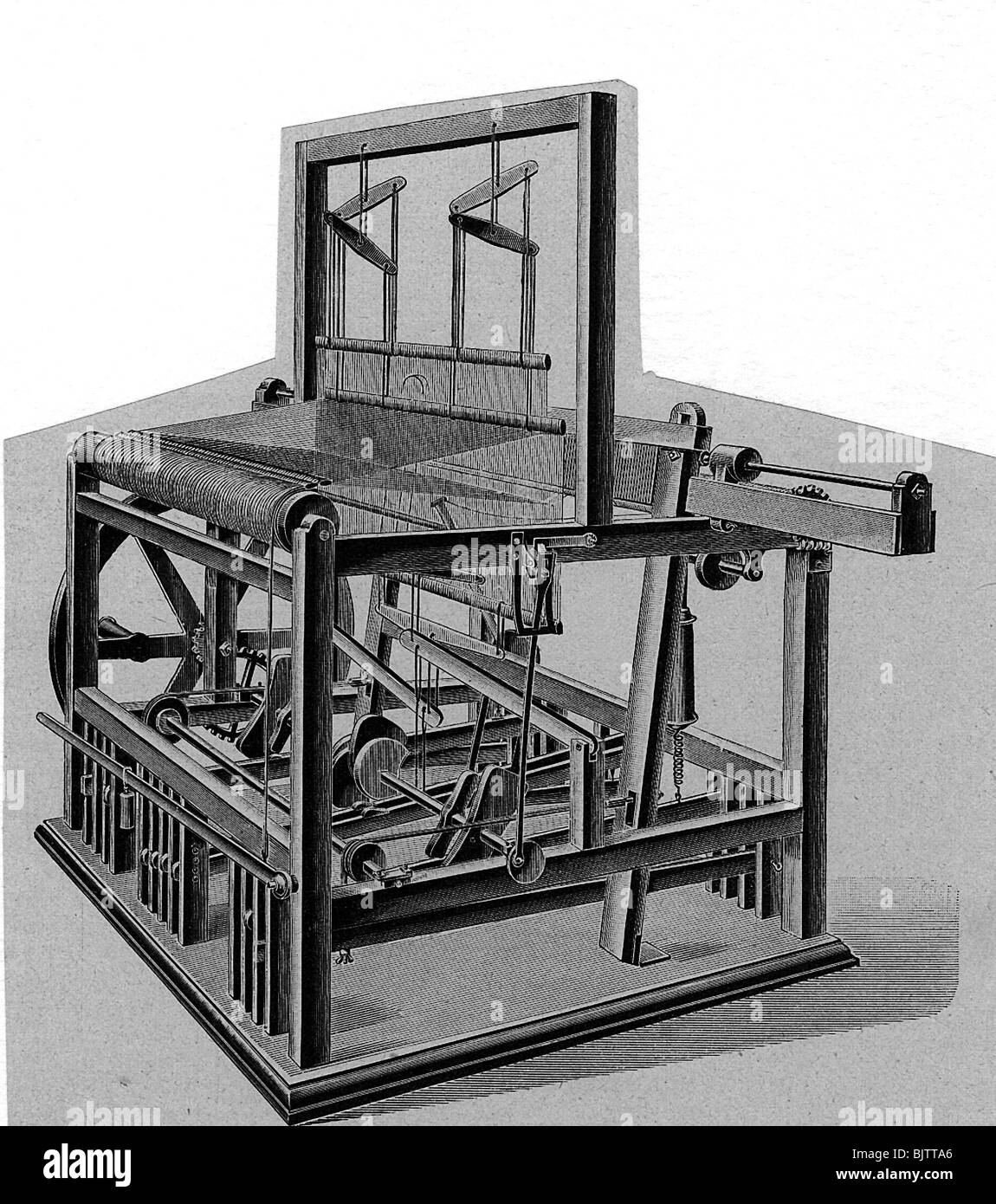 Weaving Loom Machine Textile Industry Vintage Illustration to