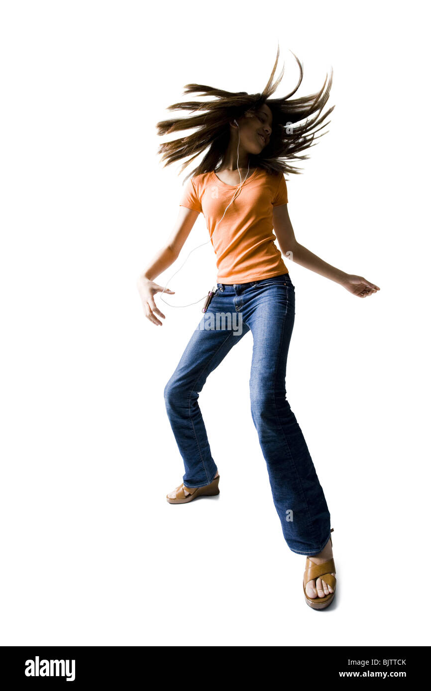 Teenage girl dancing Stock Photo