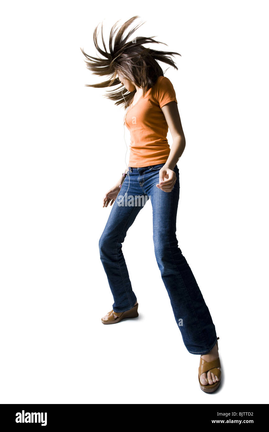 Teenage girl dancing Stock Photo