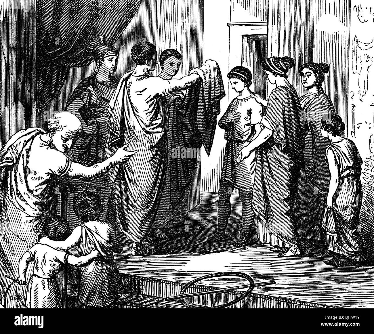 Ancient World, Roman Empire, people, family, boy is presented with