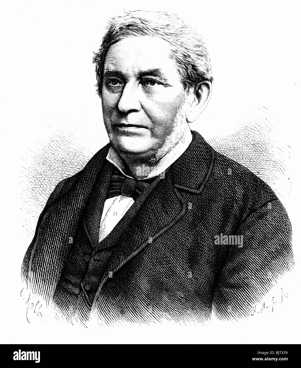 Bunsen, Robert Wilhelm, 30.3.1811 - 16.8.1899, German chemist, portrait, wood engraving after drawing by C. Kolb, after photo, 19th century, Stock Photo