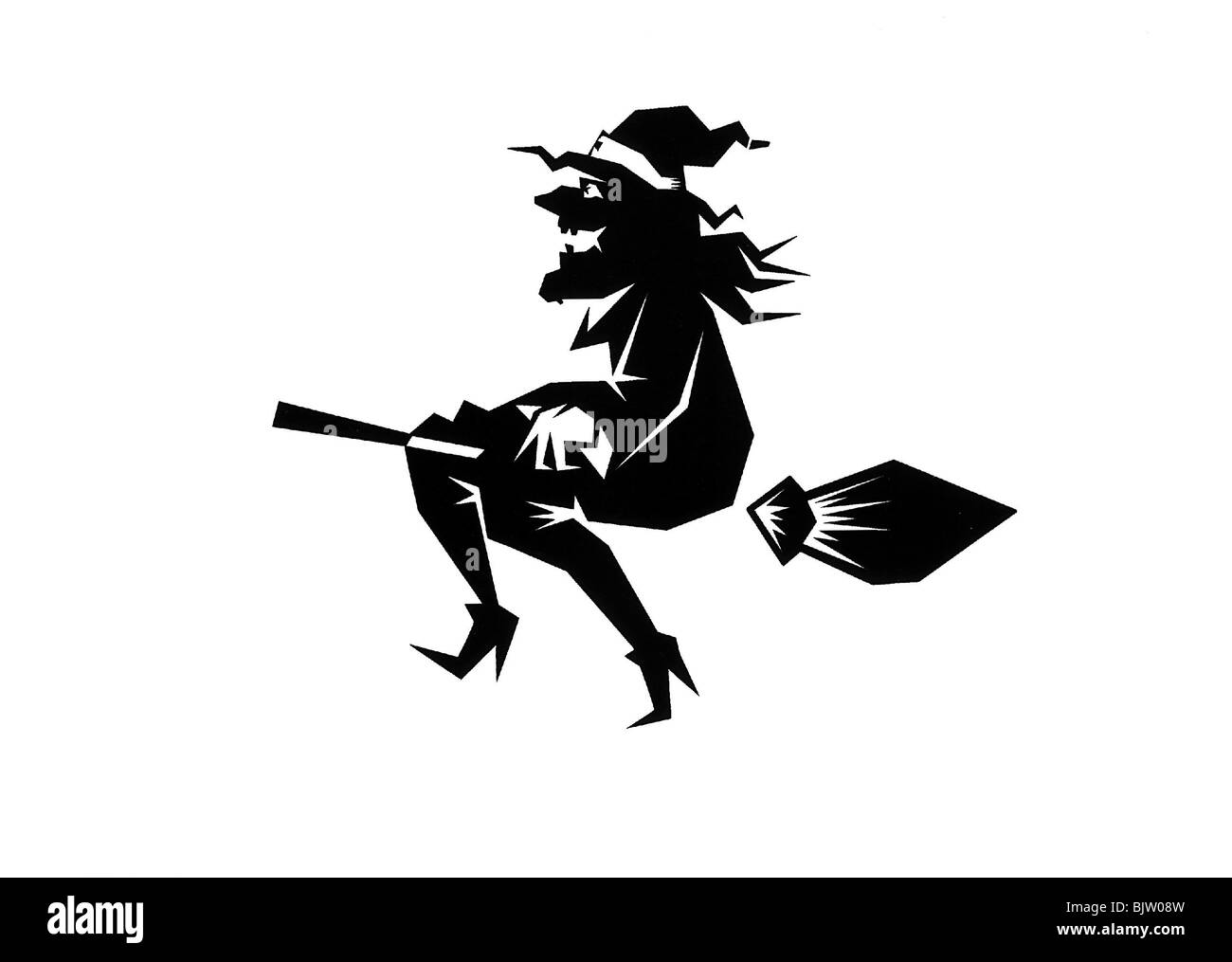 superstition witches witch on broomstick silhouette stock photo