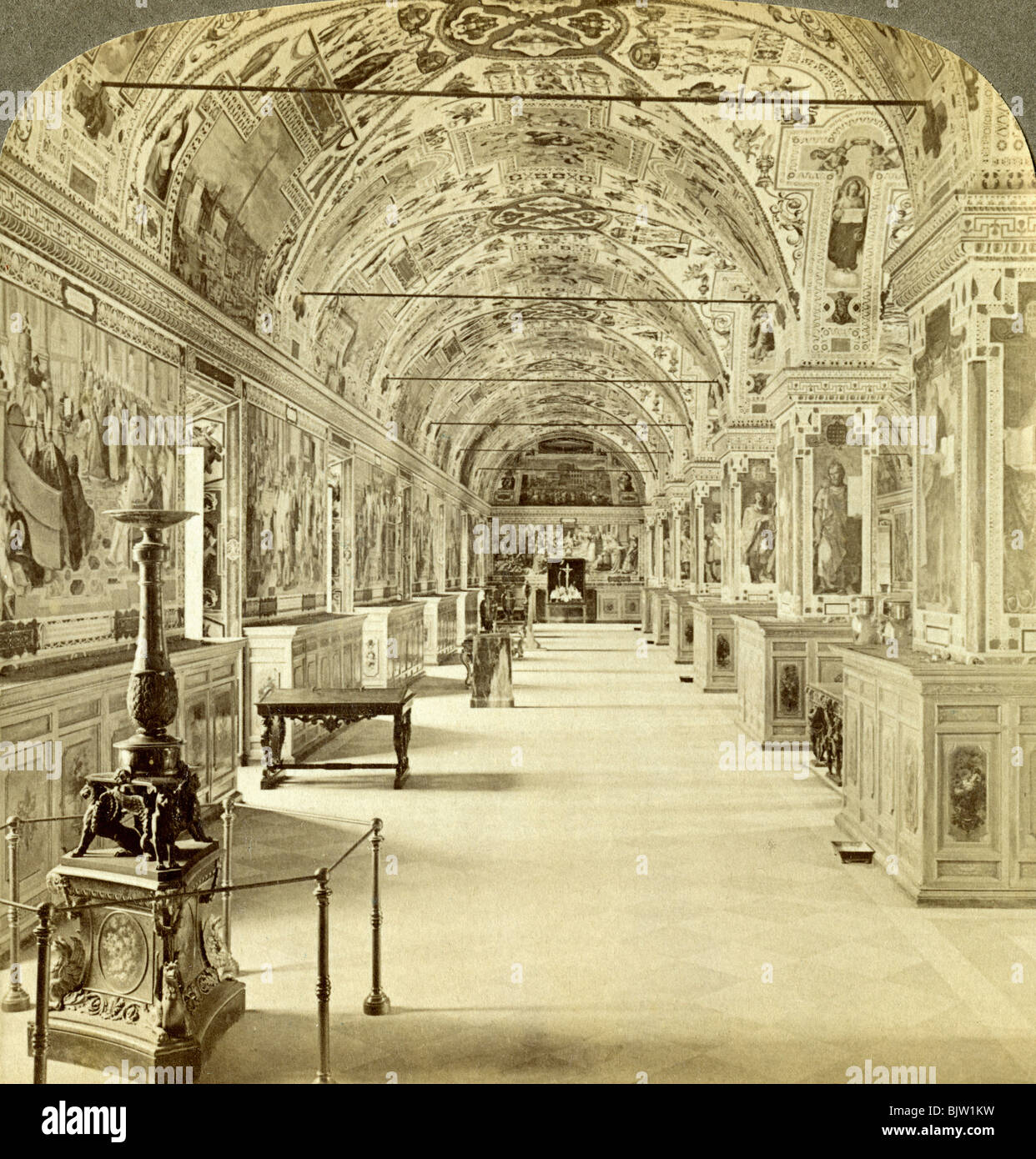 Interior of the Vatican Library, Rome, Italy.Artist: Underwood & Underwood Stock Photo