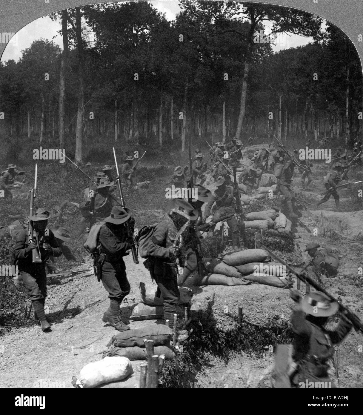 First World War battlefield scene, 1914-1918.Artist: Realistic Travels Publishers Stock Photo