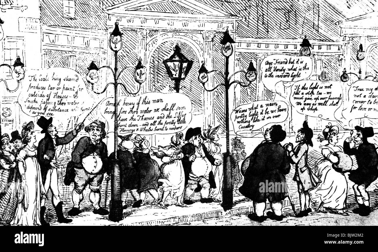 energy, gas, light, gas light in London, 1807 Stock Photo Alamy