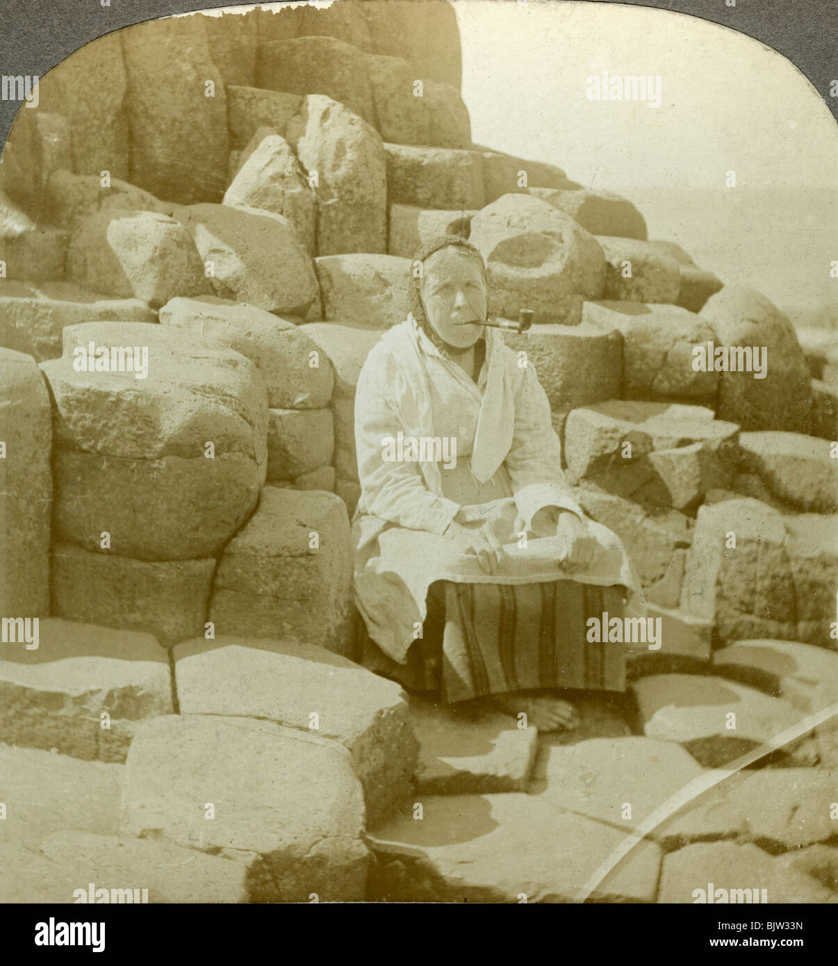 In the Wishing Chair, Giant's Causeway, Antrim, Northern Ireland.Artist: Excelsior Stereoscopic Tours Stock Photo