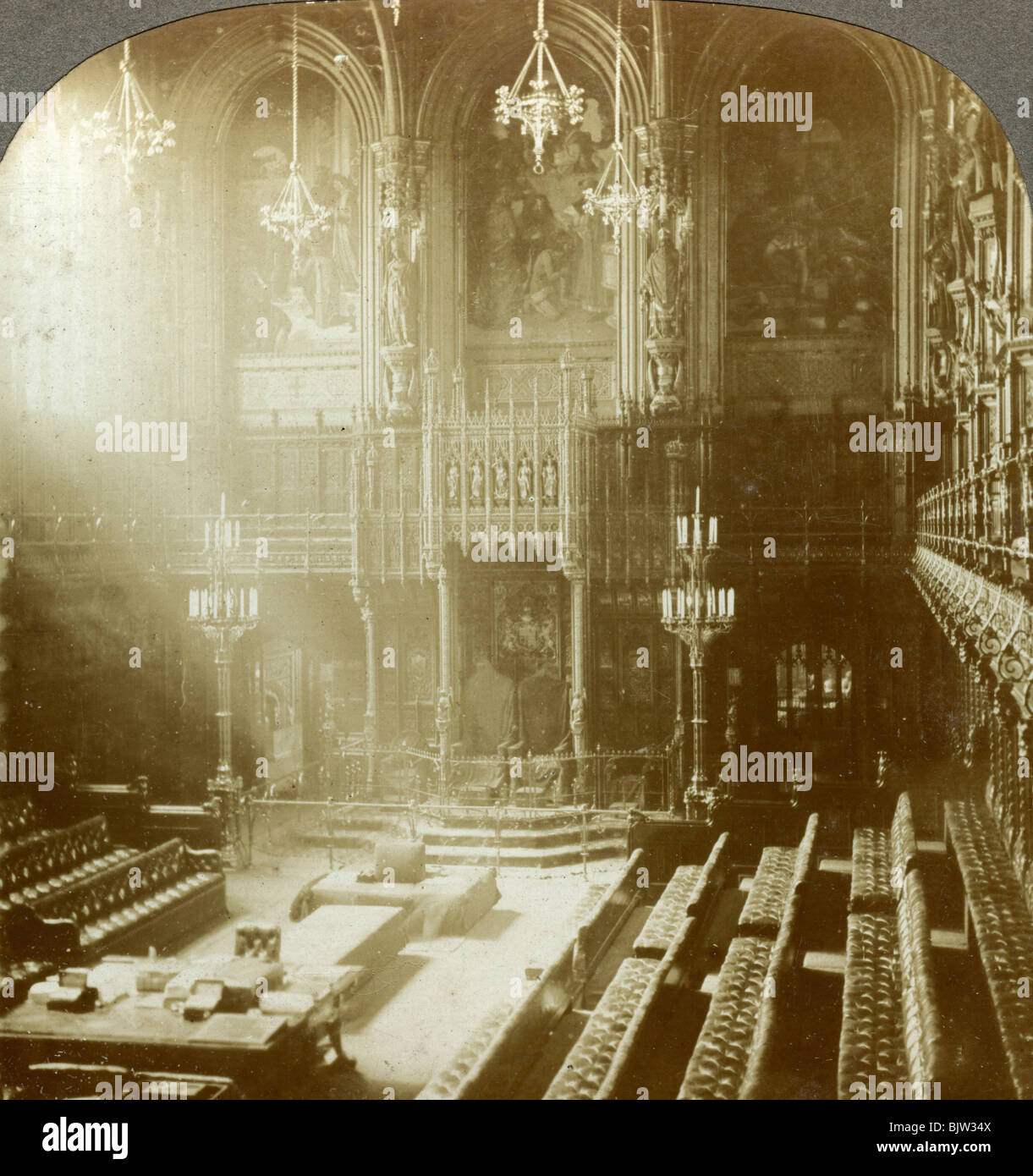 Interior of the House of Lords, Westminster, London.Artist: Excelsior Stereoscopic Tours Stock Photo