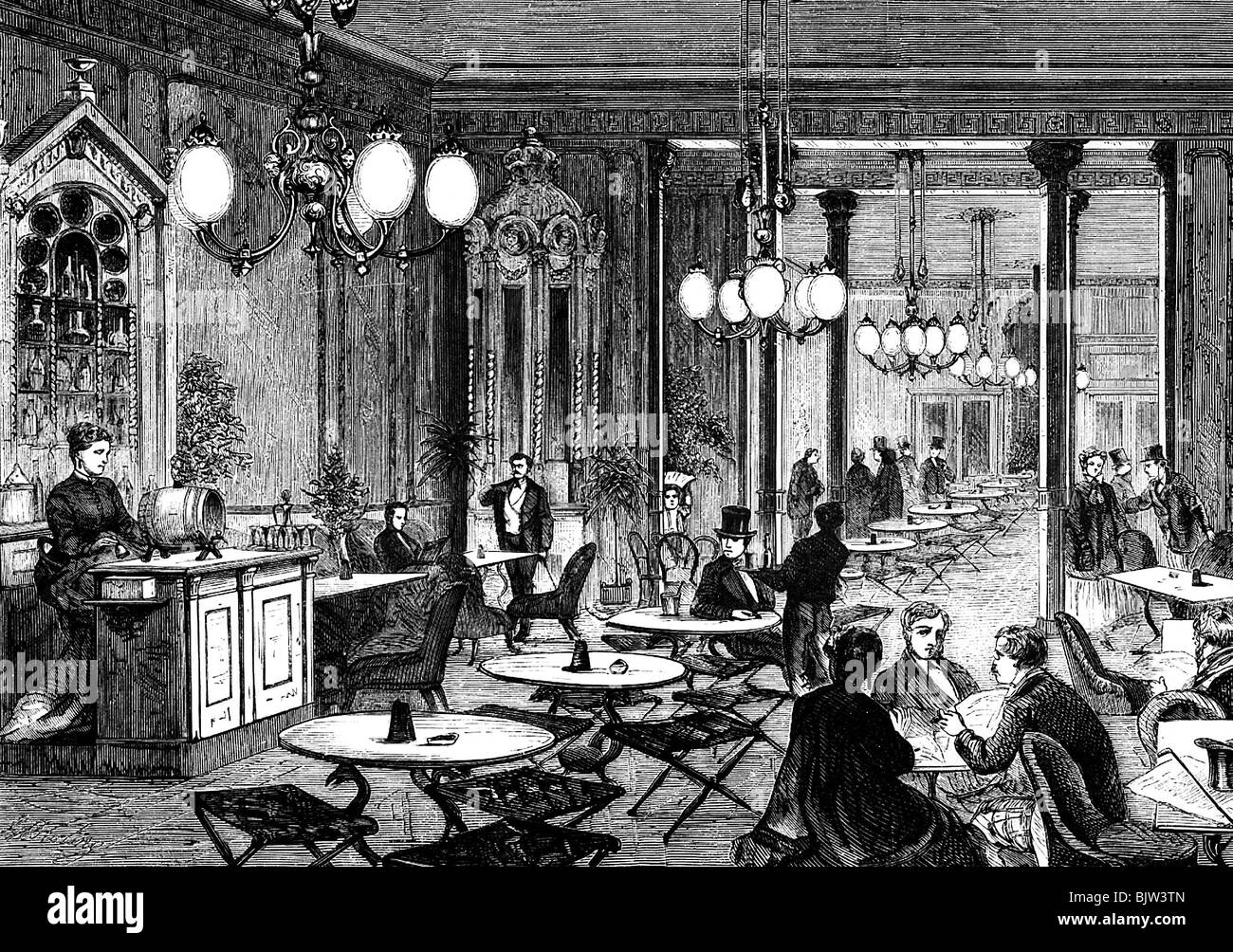 Gastronomy Cafes Cafe Blanch Interior View Stockholm Sweden 1870 gastronomy-cafes-cafe-blanch-interior-view-stockholm-sweden-1870
