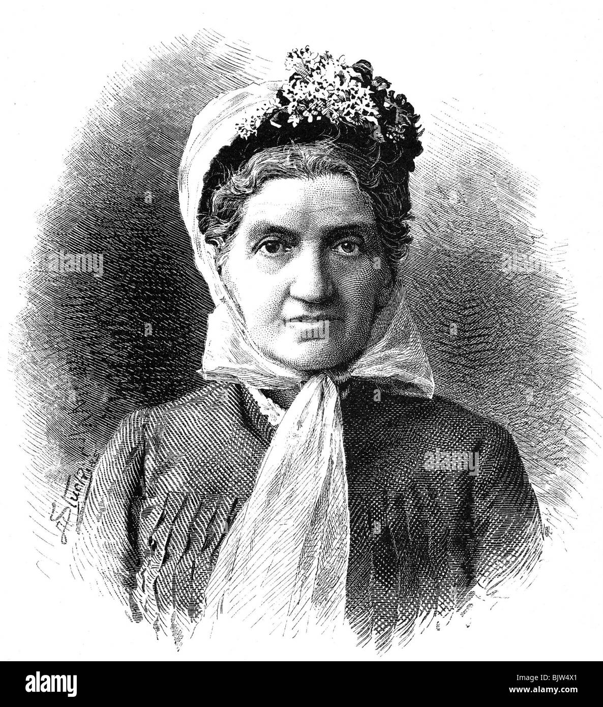 Bismarck, Johanna Frederike von, 11.4.1824 - 27.11.1894, Prussian noblewoman, portrait, wood engraving, 19th century, , Stock Photo