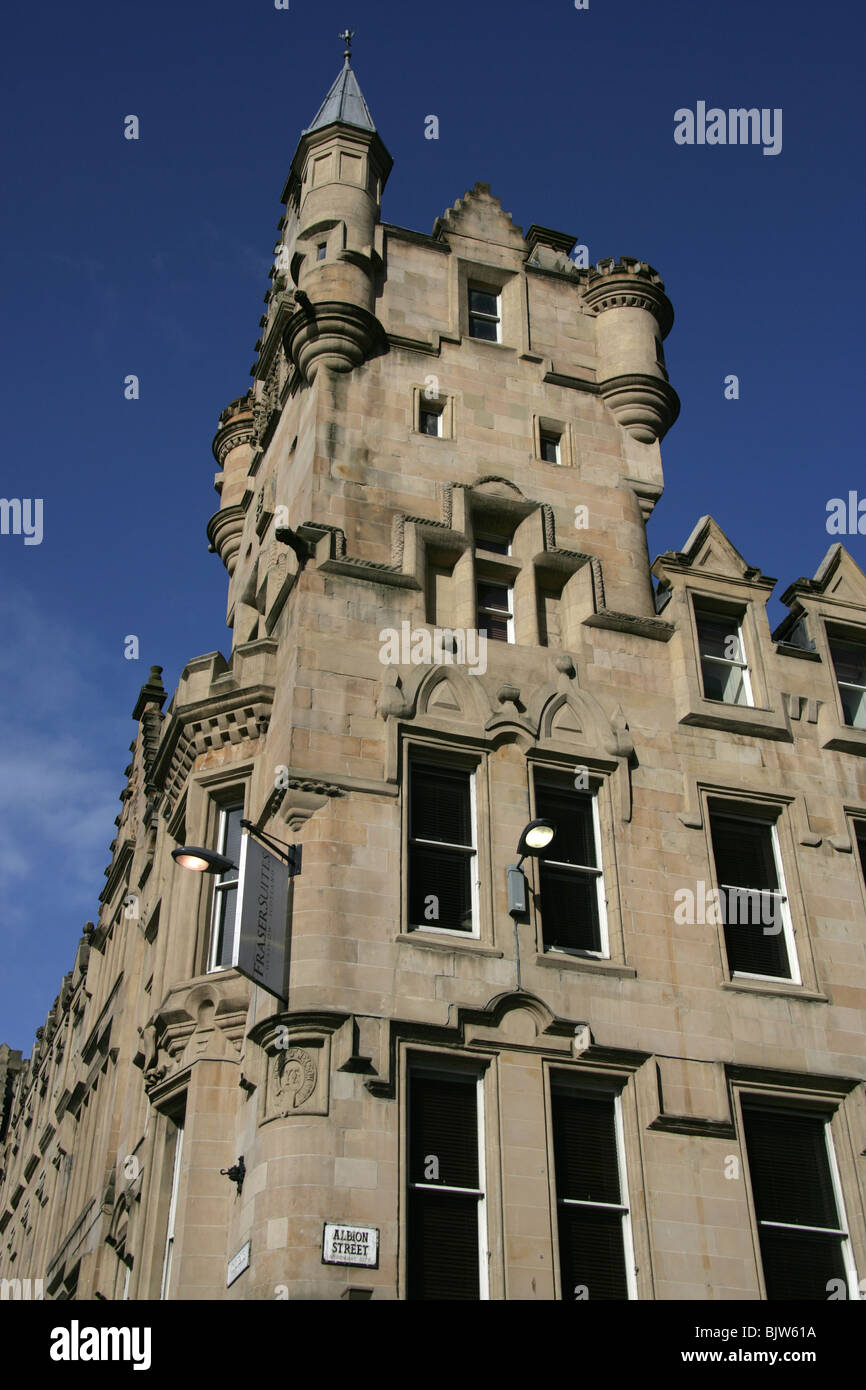 City of Glasgow, Scotland. The Scots baronial style Rochead Building on the junction of Glasgow’s Trongate and Albion Street. Stock Photo