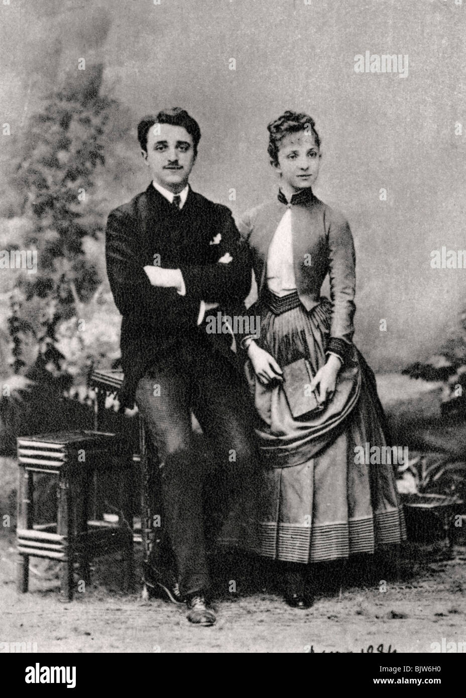 Georges and Jeanne Hugo, grandchildren of French novelist Victor Hugo, 1884. Artist: Unknown Stock Photo