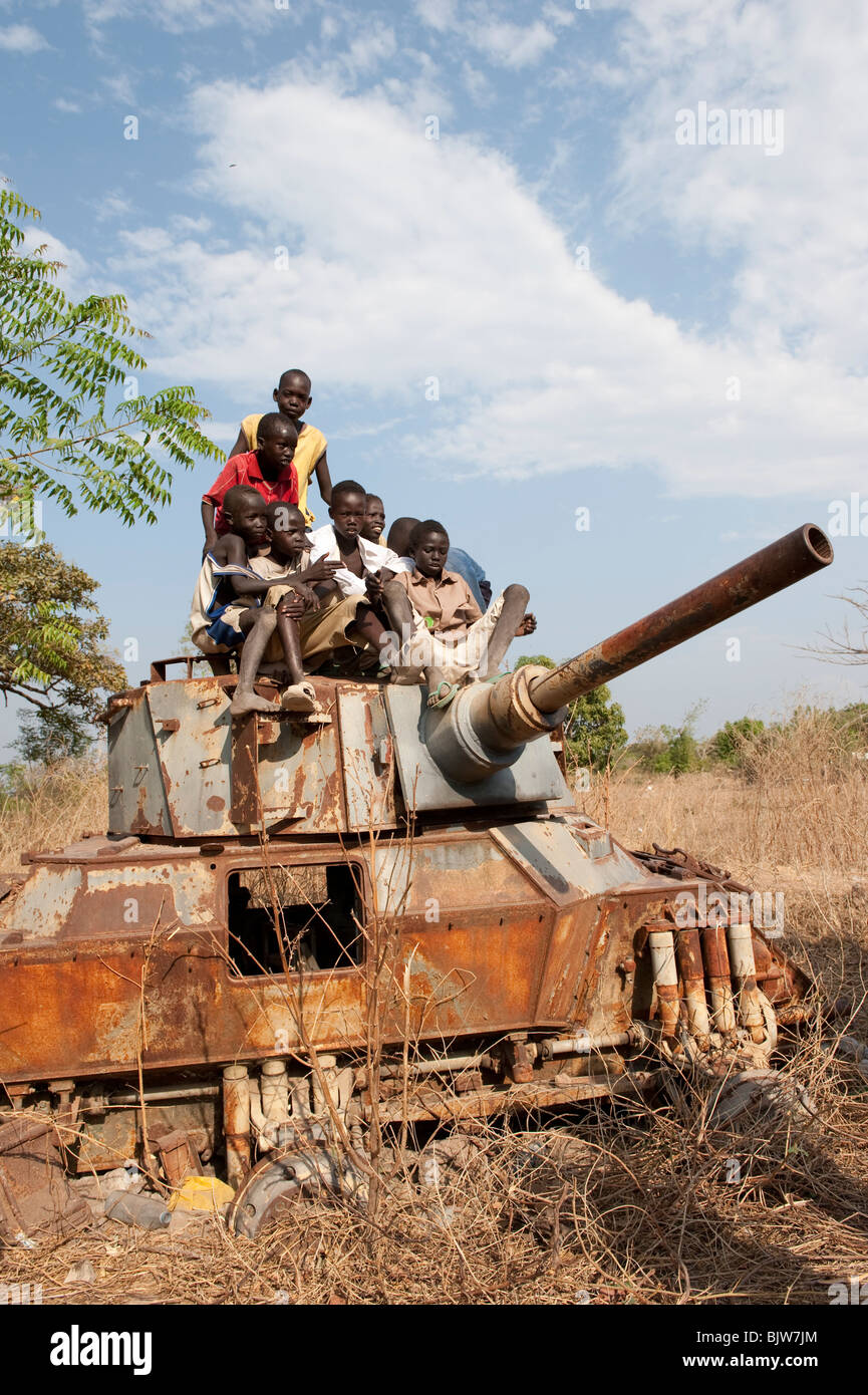 South Sudan, Lakes state, Rumbek, wreck armoured car FV601 Saladin, the tank was captured by SPLA from SAF during second sudanese civil war Stock Photo