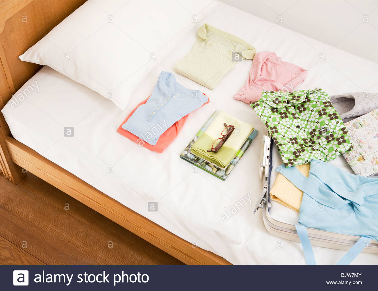 Clothes Shot From Above Bed Stock Photos Clothes Shot From Above