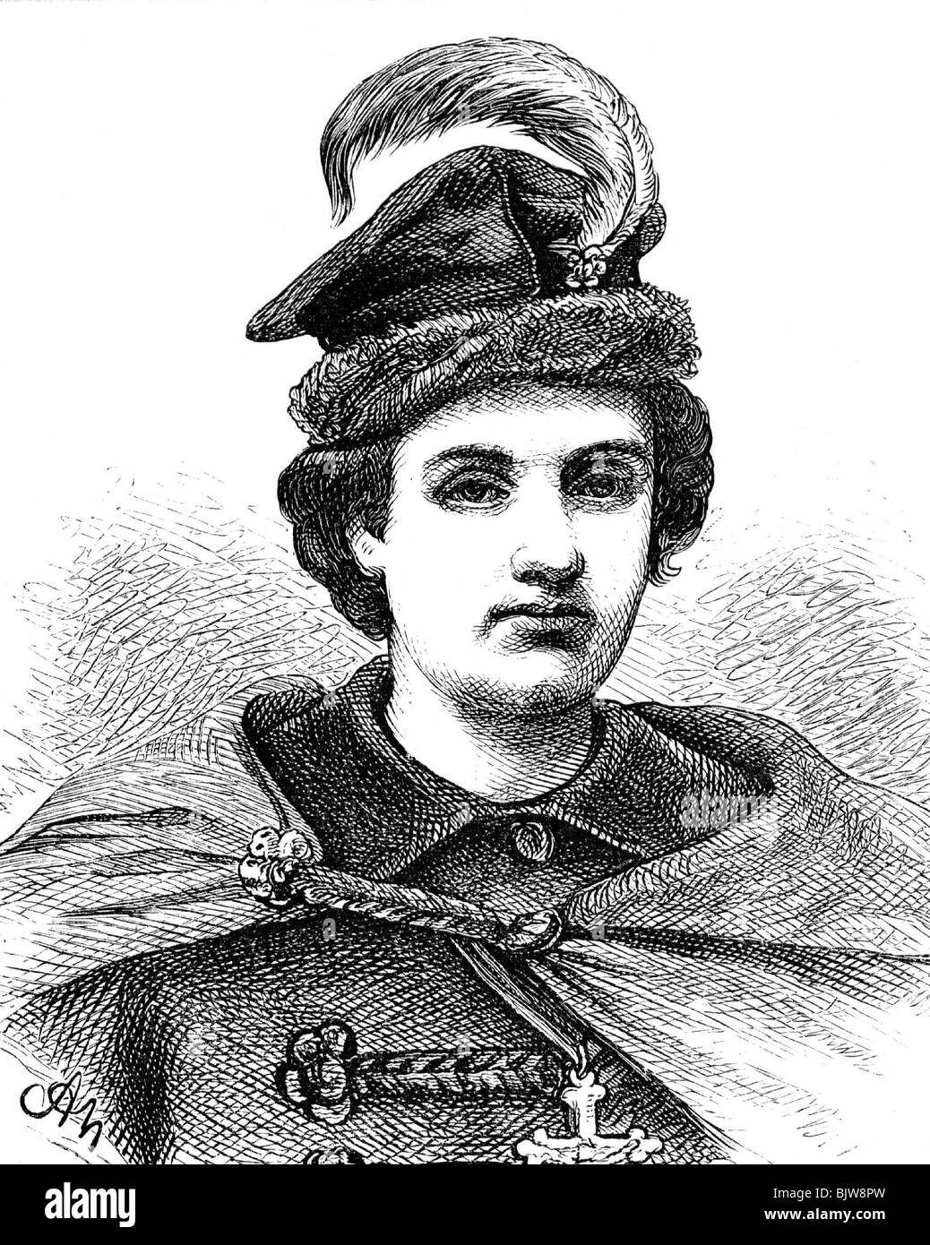 Pusztowoitowa, Anna, Polish freedom fighter, portrait, wood engraving by Adolf Neumann (1825 - 1884), Stock Photo